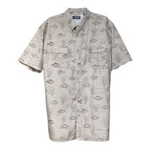 Chaps Mens Tan Short Sleeve Vented Outdoor Fishing Button Down Shirt Size XL - £11.79 GBP