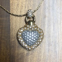 Vintage Park Lane Goldtone Necklace &amp; Rhinestone Heart Shaped Pendant 17” Chain - $20.00