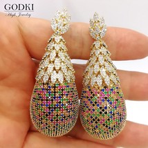 GODKI  Pine Drop Earrings For Women Wedding Cubic Zirconia Dubai Bridal Earrings - £43.97 GBP