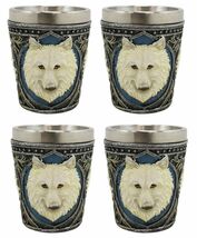 Spirit Full Moon Alpha White Snow Wolf 2-Ounce Shot Glass Set Of 4 - $550.13 MXN