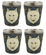 Spirit Full Moon Alpha White Snow Wolf 2-Ounce Shot Glass Set Of 4 - $41.79 CAD