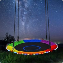 700Lbs 40 Inch Saucer Tree Swing For Kids Adults Outdoor With Led Lights... - £120.03 GBP