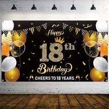 Happy 18Th Birthday Backdrop Banner Cheers To 18 Years Background Banners 78 X45 - £17.68 GBP