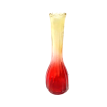  Amberina Glass Bud Vase 9 3/4&quot; Tall Orange Yellow Ombre Vintage Flowers - $14.92