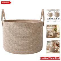 Machine Washable 65L Storage Basket - Oatmeal Woven Cotton for Home Orga... - $54.40