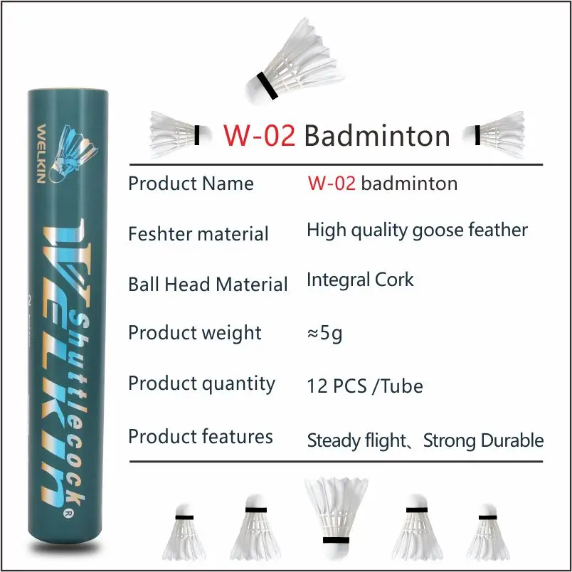 Sporting W02 12pcs Pro Goose Feather Birdies Badminton Shuttles Game Training Hi - £42.36 GBP