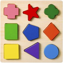 Preschool Colorful Wooden Shape Puzzle - £11.79 GBP