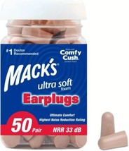 Mack&#39;S Ultra Soft Foam Earplugs, 50 Pair 33Db, Beige - Ear Plugs for Sleep - £14.33 GBP