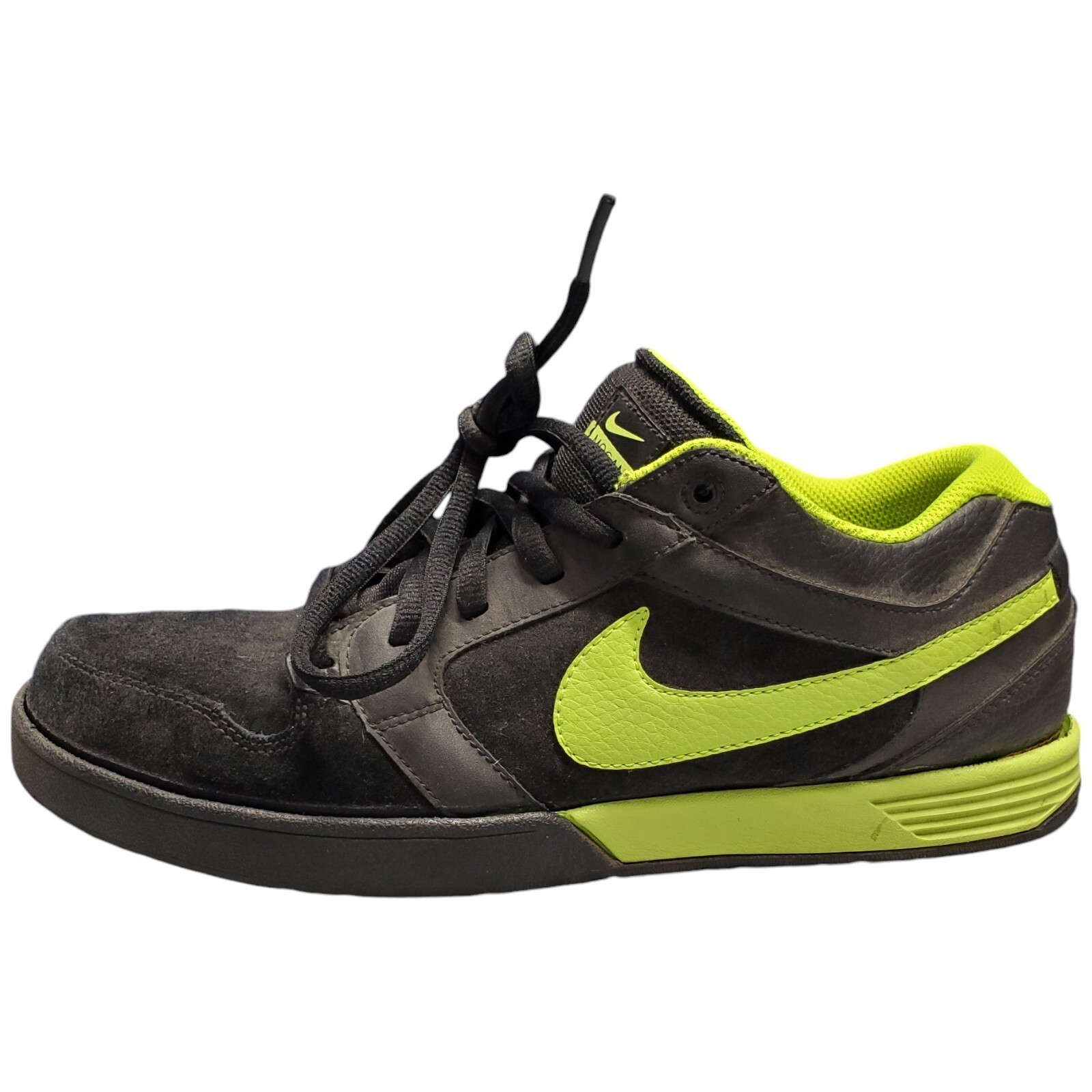 Nike Mogan 3 Athletic Shoes Mens Size 11.5 Black Green Volt Suede 487947... - $28.58