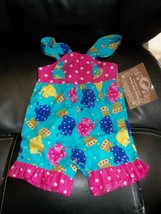 RUBY AND ROSIE COUTURE FASHIONS HOT PINK ELEPHANTS SHORTALLS SIZE 9 MONT... - $21.90