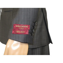 Men Suit BERLUSCONI Turkey 100% Italian Wool Super 180's Vested #Ber2 Charcoal image 5