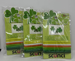 Scunci Elastics And Tattoo 3 Packs Green 4 Leaf Clover 27 No Damage Hair Ties - £5.39 GBP