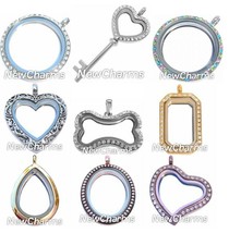 Beautiful Floating Locket for Charms - You Pick Color and Shape and Stone Style - £3.88 GBP