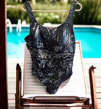 Swimsuits For All Dark &amp; Light Blue Geometric One Piece Size 24-No Under... - $24.74