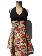 Vintage Inspired Beige Skulls &amp; Roses Halter Dress - $59.95