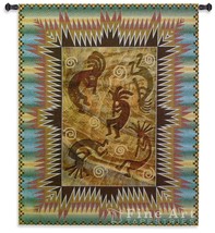 42x53 KOKOPELLI Dancers Southwest Decor Tapestry Wall Hanging - £132.35 GBP