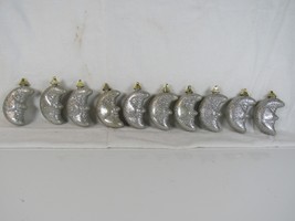 Lot of 10 Silver Glitter Half Moon Christmas Ornaments Plastic - £9.19 GBP
