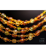 long boho necklace, fire polished Czech glass, orange, yellow, fall colo... - $714.07 MXN