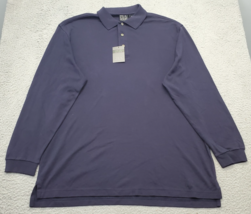Jos. A. Bank Polo Shirt Men&#39;s 2XL Navy High Low Slit Long Sleeve Spread ... - $29.41