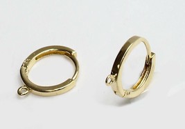 ( 1 Pair ) 18k Solid Yellow Gold  Plain Hoop Earrings  with jump ring - £104.17 GBP