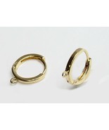 ( 1 Pair ) 18k Solid Yellow Gold  Plain Hoop Earrings  with jump ring - £104.14 GBP