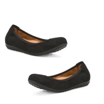 Luxury by Laze Black Suede Comfort Footbed Made in Portugal Ballet Flats... - £38.77 GBP