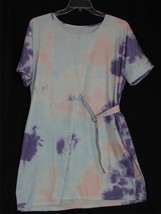 NIP Kesujin T-Shirt Loose Short Sleeve Tie Dye Crew Neck Dress Large Poc... - £14.93 GBP