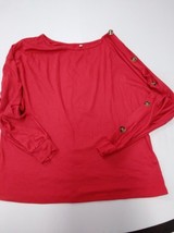 Vrkufie Red Button-Accent Detail Boatneck Dolman Top Size S - $14.56