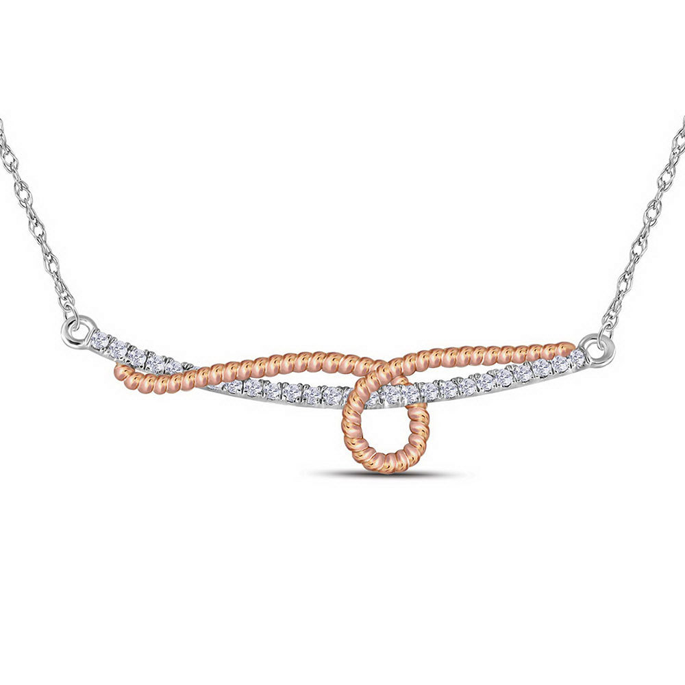 10k White Rose-tone Gold Womens Round Diamond Rope Bar Chain Necklace 1/6 Cttw - $299.00