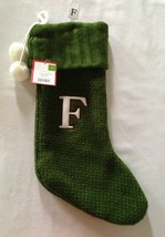 Green Knit Monogram Christmas Stocking Initial Letter F 20&quot; Target Wondershop - £20.87 GBP