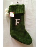 Green Knit Monogram Christmas Stocking Initial Letter F 20&quot; Target Wonde... - $26.11