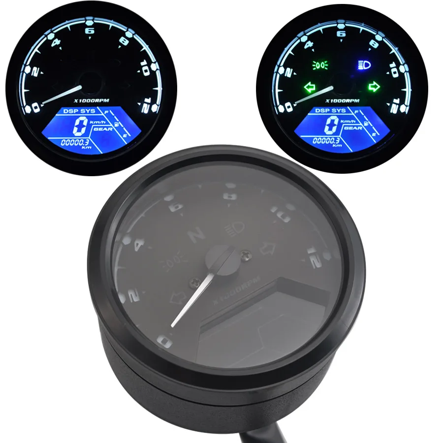 Motorcycle LCD Digital Odometer Tachometer Speedometer Gauge Multi-function - £38.55 GBP