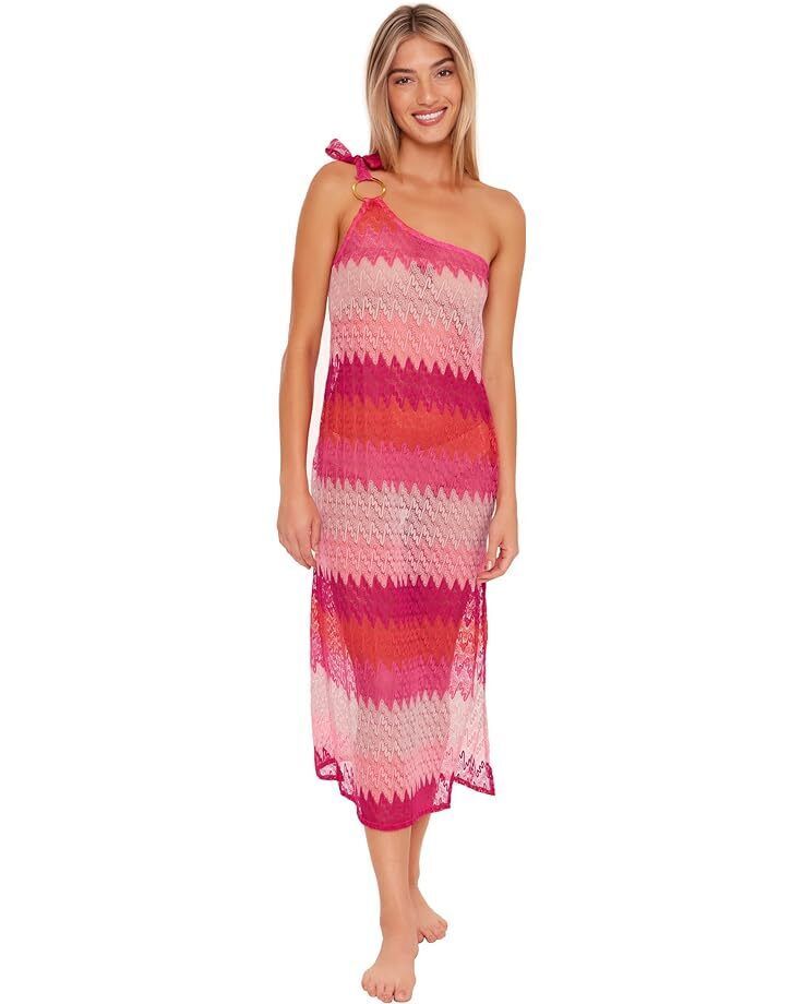 Primary image for Trina Turk Cascade Crochet Asymmetrical Maxi Dress PINK Size LARGE MSRP $162