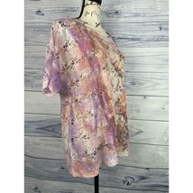 Chicos 2 Floral Lace Top Womens L 12 Short Sleeve Scoop Neck Pink Purple Stretch - £14.94 GBP