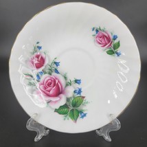 Delphine Bone China Replacement Saucer England 5 1/2&quot; Pink Roses &amp; Blue ... - $5.94