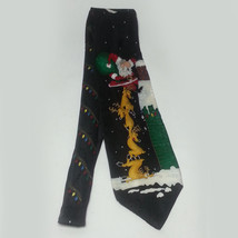 Santa Climbing Chimney Wall Silk Men Tie Christmas Black 3.75&quot; wide 57&quot; long  - £10.88 GBP