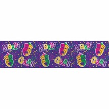 Mardi Gras Purple Comedy Tragedy Metallic Foil Fringe Banner 4 ft - $6.17