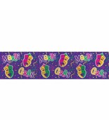 Mardi Gras Purple Comedy Tragedy Metallic Foil Fringe Banner 4 ft - £5.13 GBP