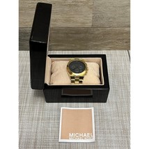 Michael Kors MK-6078 Reagan Gold Tone Stainless Chronograph Watch w/ Ony... - $87.07