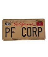 1990s California License Plate White with Blue Letters PF CORP CA 2001 - $24.74