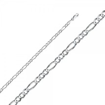 14K White Gold 4mm Figaro Concave Necklace - £260.36 GBP+