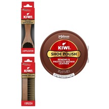 Kiwi Brown Shoe Polish 1.125 oz + Shine Brush + Polish Applicator Brush ... - $27.43