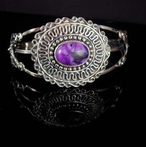 LARGE Sterling gypsy Bracelet Vintage Purple Women&#39;s wide cuff Jewelry aquarius  - £115.90 GBP