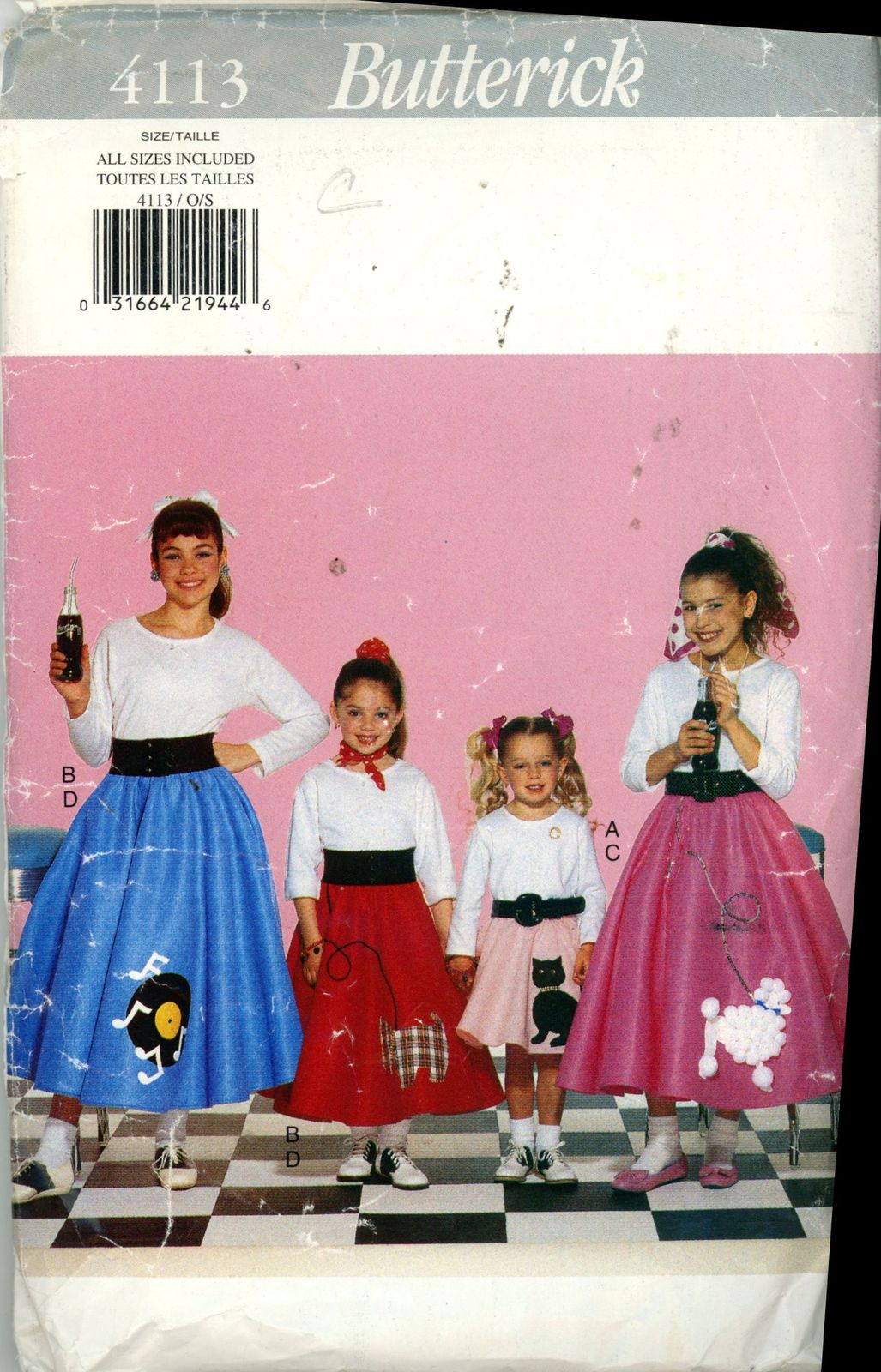 Butterick 4113 Poodle Skirts and Petticoats  Cut Size Girl 4-5  - £3.13 GBP
