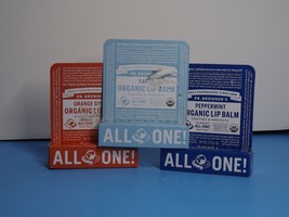 3 Sticks Dr. Bronner&#39;s All One Organic Lip Balm Naked, Peppermint, Ginger (H) - £14.11 GBP