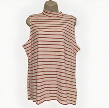 Elle Womens XXL Sleeveless Shirt 620 Poppy Red White Striped Stretch Top NWT 2XL - £9.91 GBP