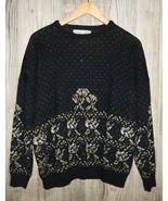 Vintage Black Metallic Sweater XL 80s Oversized Kate Collins Silver Gold... - $512.99 MXN