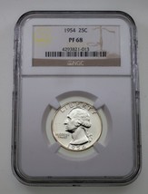 1954 25C Washington Quarto a Prova Di Selezionato Da NGC Come PF-68 - $69.29