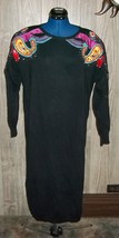 Vintage 80s Black Sweater Dress L Embellished Sequin Beads Jewels Germai... - £31.45 GBP