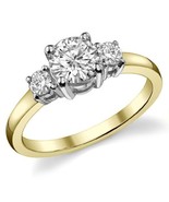 0.95CT Forever One Moissanite 4 Prong 3-Stone Ring Two Tone 14K Gold  - £557.89 GBP